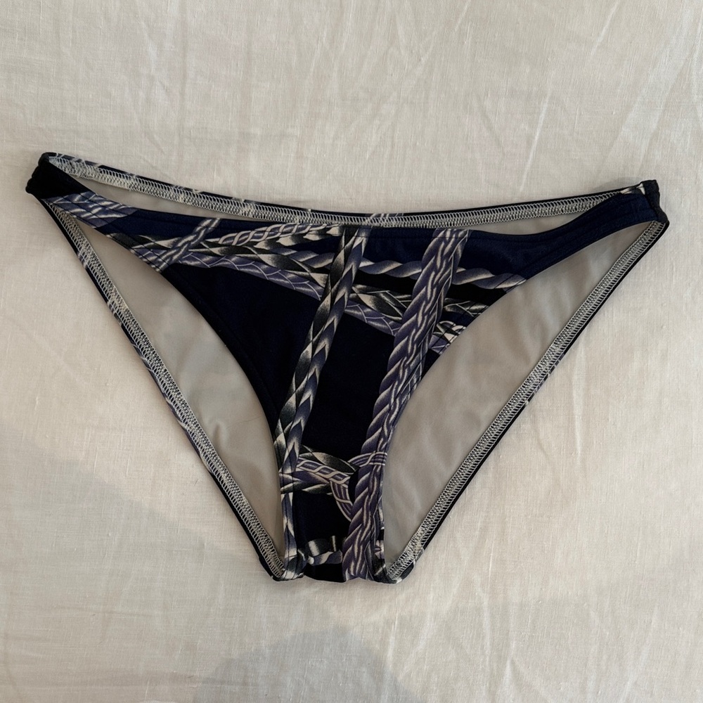 Hermes Blue and White Bikini Bottom Swimwear